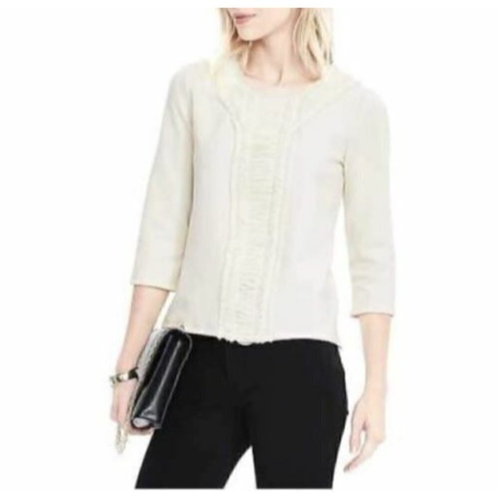 Banana Republic Womens Medium Ivory Pieced Chiffon Sweatshirt Long Sleeve